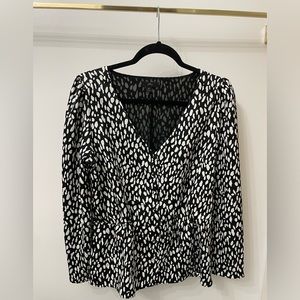 Women’s J.Crew long sleeve, button down satin peplum top, size 8 tall, EUC